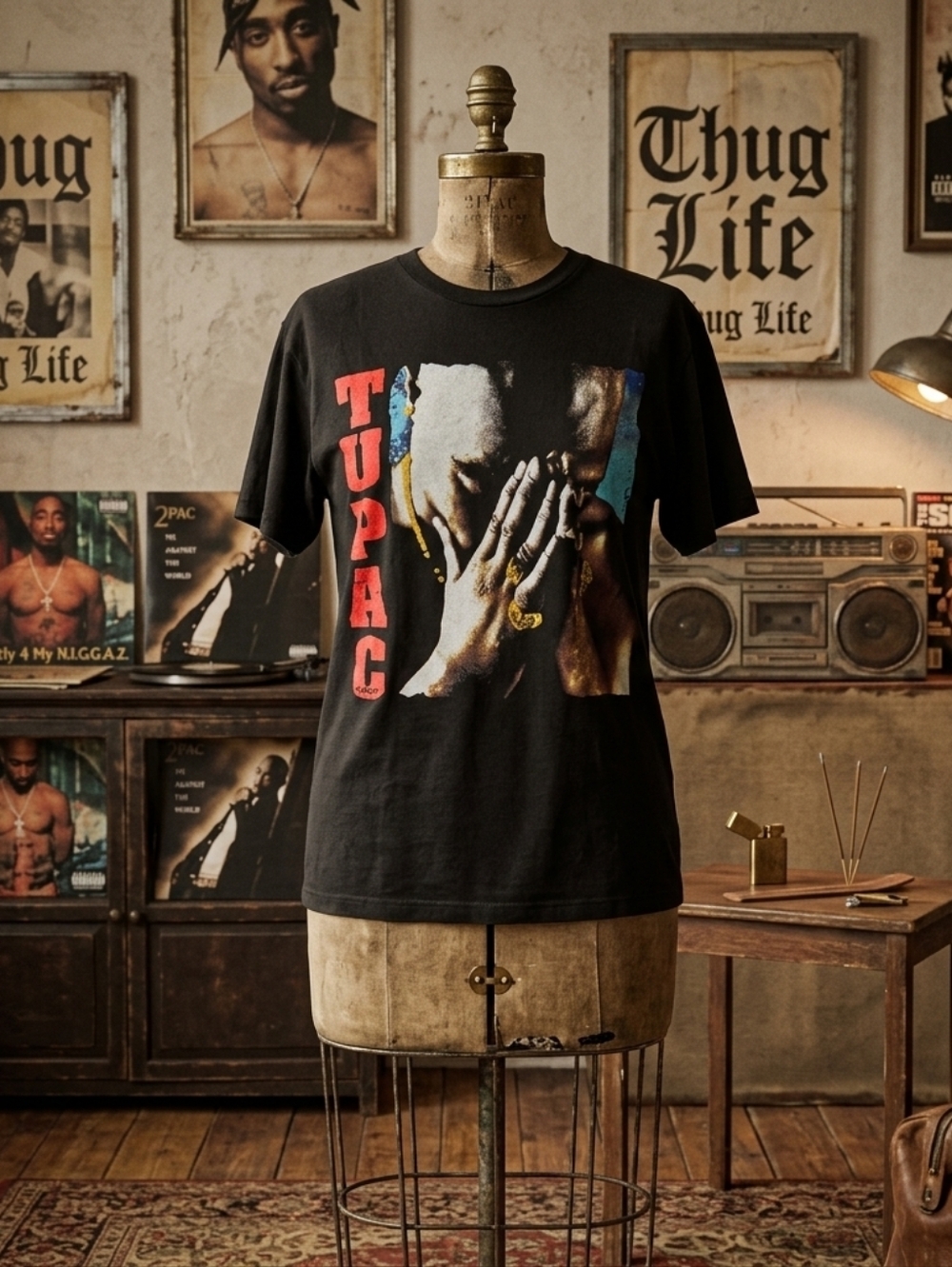 Vintage Tupac Graphic T-Shirt | Size M | Black Rap Tee | Hip Hop Streetwear